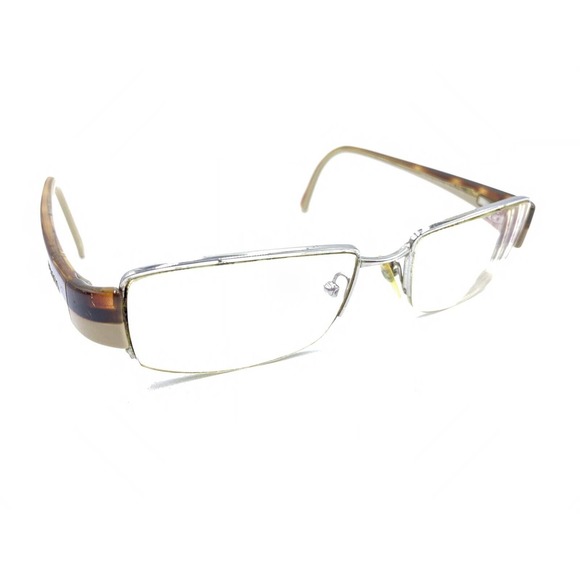 Prada VPR 74H 78S-1O1 Silver Brown Half Rim Eyeglasses Frames 51-18 135 Italy - Picture 1 of 12